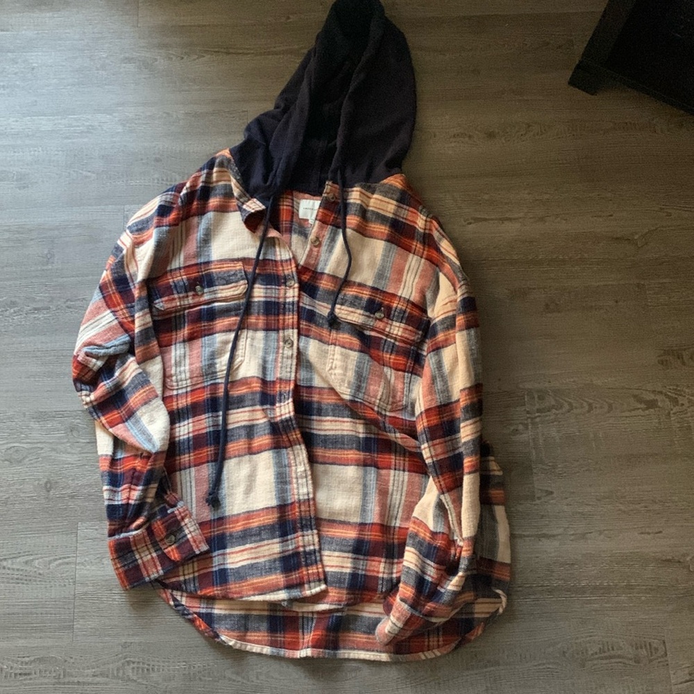 American eagle flannel hoodie size S